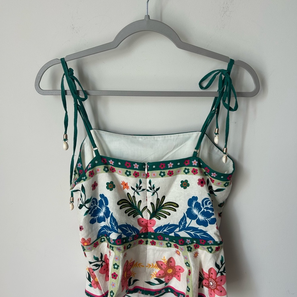 House of Harlow 1960 Floral Wide Leg Pant & Ruffle Seashell Top two piece Set - Picture 8 of 8